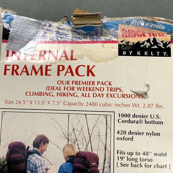 RIDGEWAY by Kelty Hiking Travel Internal Backpack Burgundy Green Up to 48" Waist - Picture 14 of 16